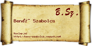 Benő Szabolcs névjegykártya